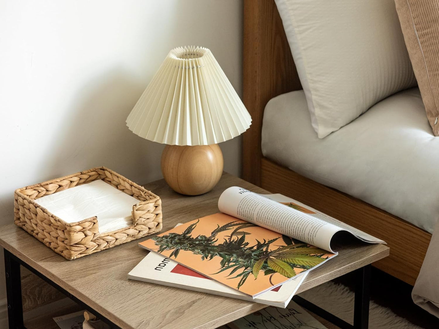 StorageWorks Water Hyacinth Guest Towel Holder for Bathroom, Wicker Napkins Baskets for Dinning Room, Rattan Napkin Holders for Tables, 7 ½"L x 7 ½"W x 2 ¾"H, 1 Pack