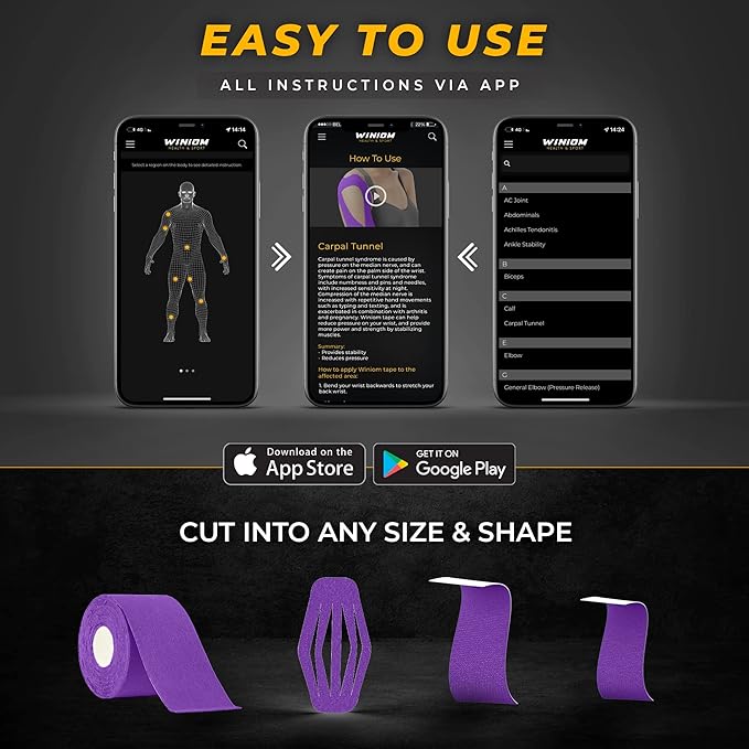 Kinesiology Tape-Incredible Support for Athletic Sports and Recovery+Free Taping Guide-Uncut 2 inch 16.4 feet Roll (Indigo Purple + Free Taping Guide, Pack of 1)