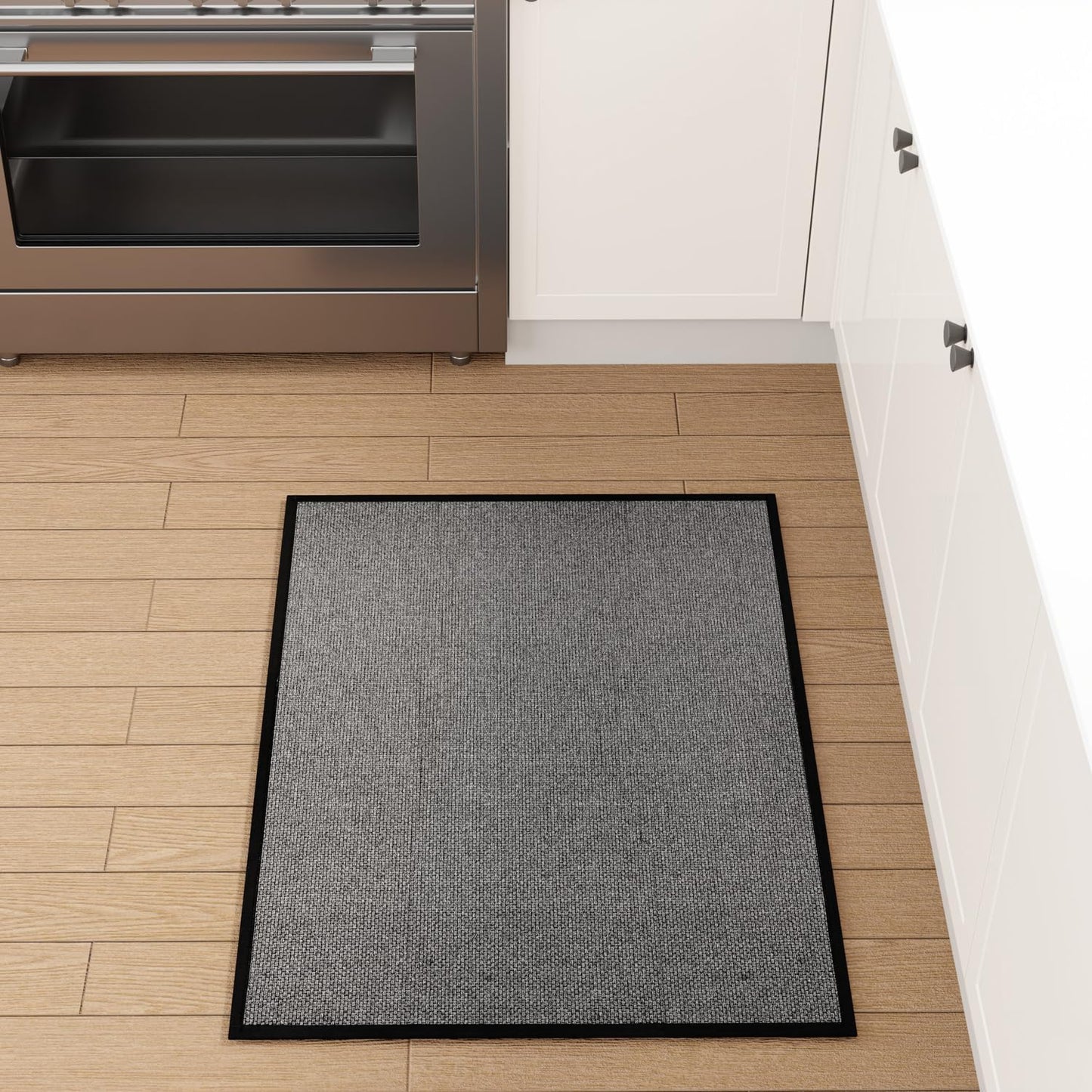 Kitchen Mat 1 PCS, Cushioned Non Slip Rugs for Kitchen Floor, Absorbent Runner Comfort Standing Mats Washable for Kitchen, Office, Home (Black, 24"x36")