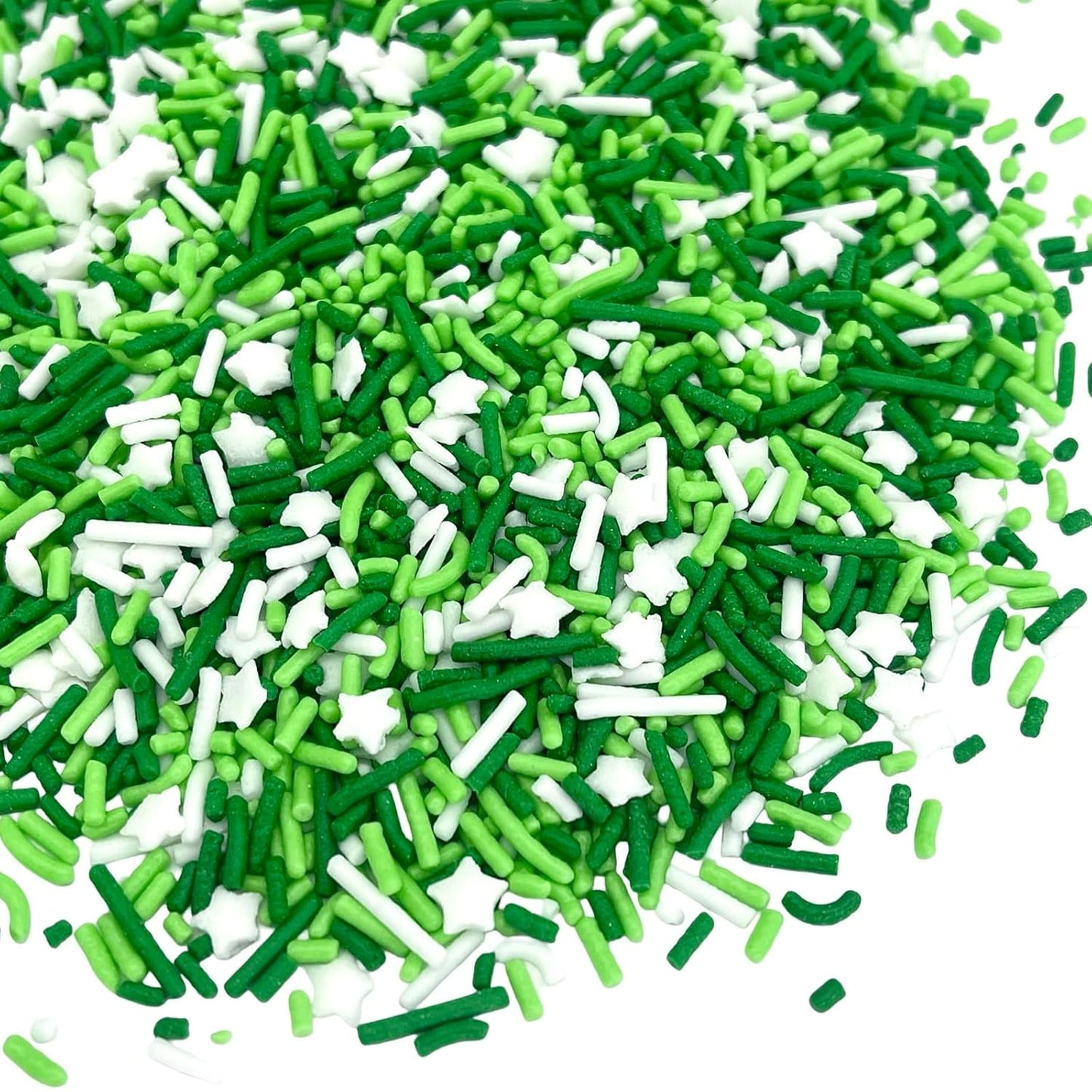 Manvscakes Sprinkles- Edible Cake and Cupcake Sprinkles with Assorted Shapes and Sizes for Parties, Metallic Sprinkle Mix for Cookies, Ice Cream, Cake and Cupcake Decorating, 4 oz (Green and Silver)