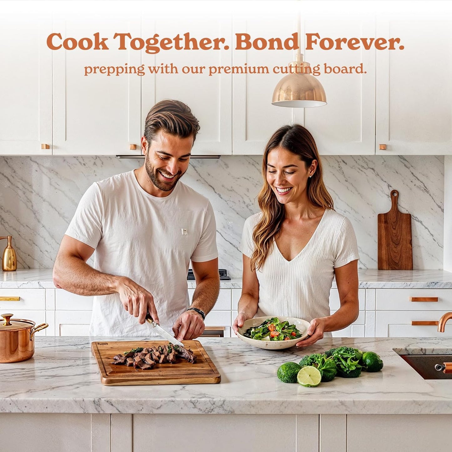 SMIRLY Wood Cutting Boards For Kitchen Meal Prep & Serving, Bamboo Cutting Board Set, Charcuterie Chopping Boards and Wooden Cutting Boards for Kitchen