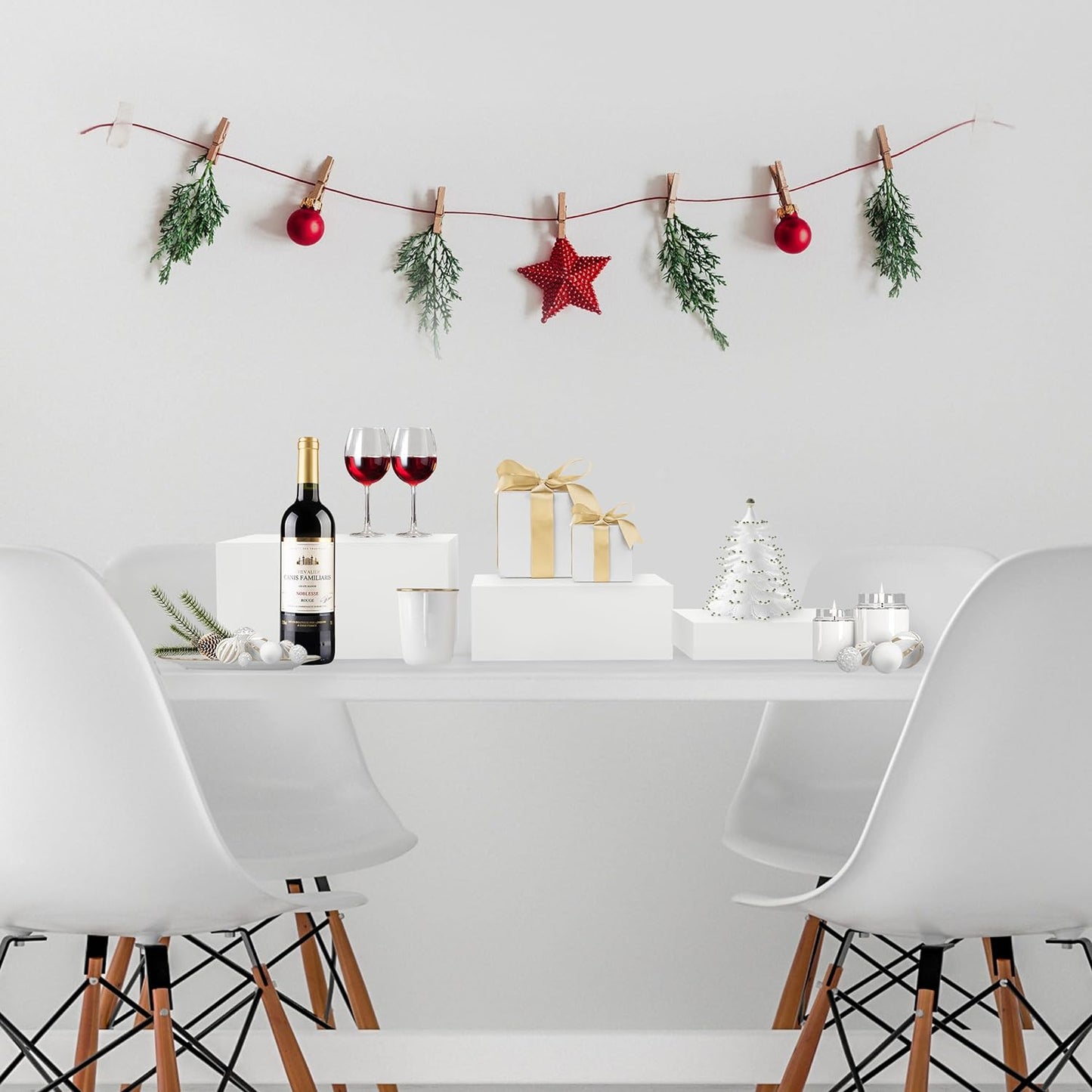 3 Pack White Buffet Food Risers, Step 12” 11”10” Size Acrylic Cube Box Display for Dessert Table Display Set Food Drink Collectibles Jewelry Figures, Display Stands for Retail Vendor Events,5 Side, Rectangle