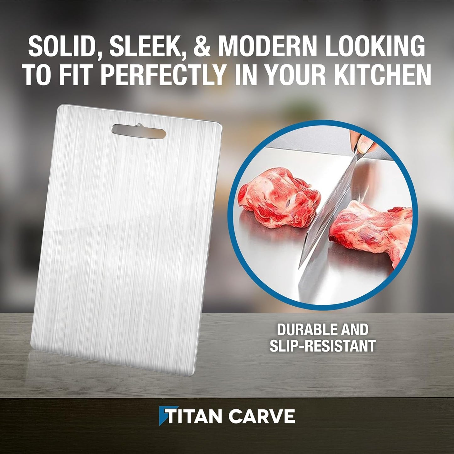 Titan Carve Titanium Cutting Board | Double-Sided Metal Titan Carve Cutting Board for Kitchen Chopping Board Dishwasher Safe, Rustproof & Durable for Meat & Vegetables | 13.4 x 9 Inches