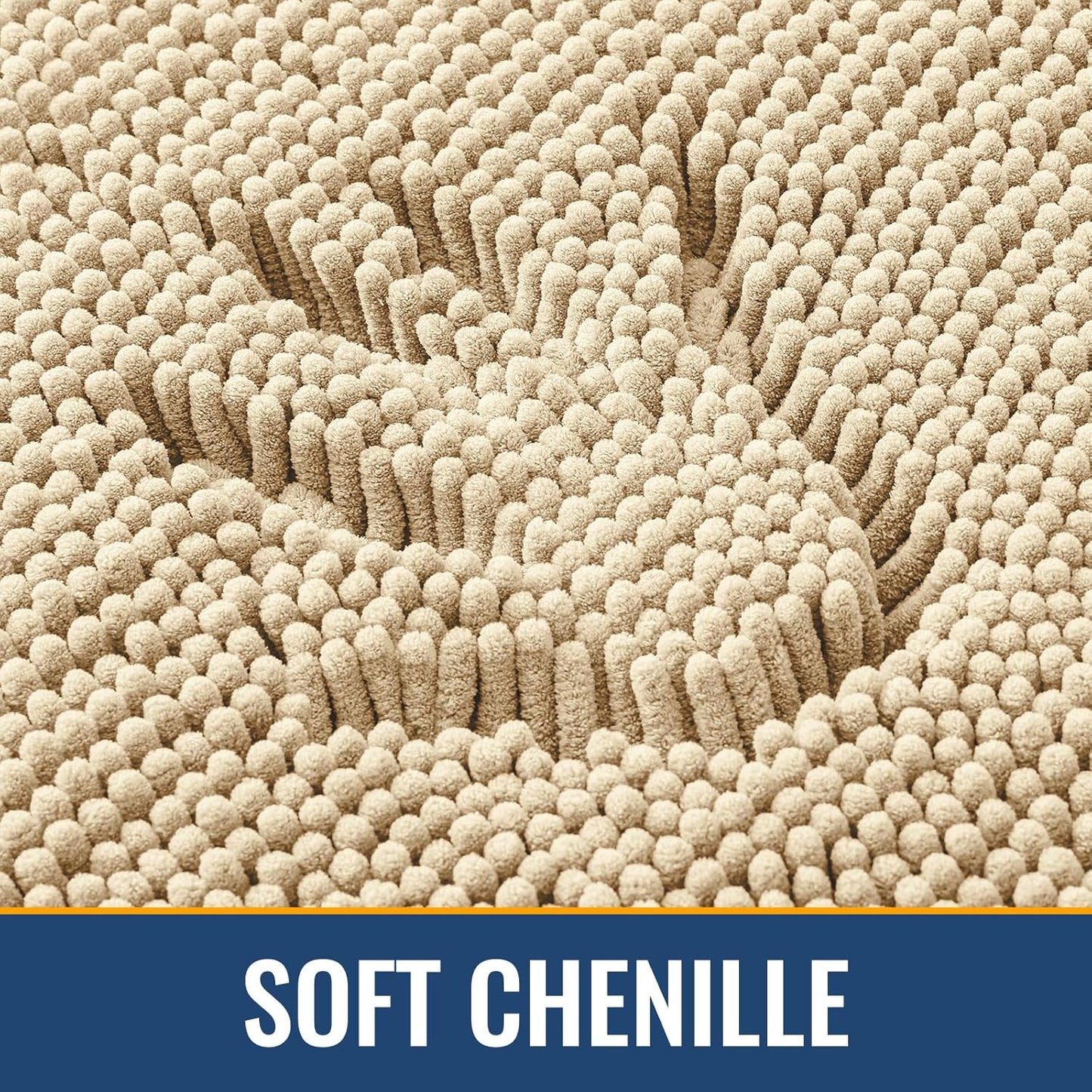 Arotive Bathroom Rugs 36x24, Extra Soft Absorbent Shaggy Chenille Bath Rugs, Machine Washable Rubber Backing Non-Slip Bath Mats for Bathroom Floor Tub and Shower, Home Decor Accessories, Beige