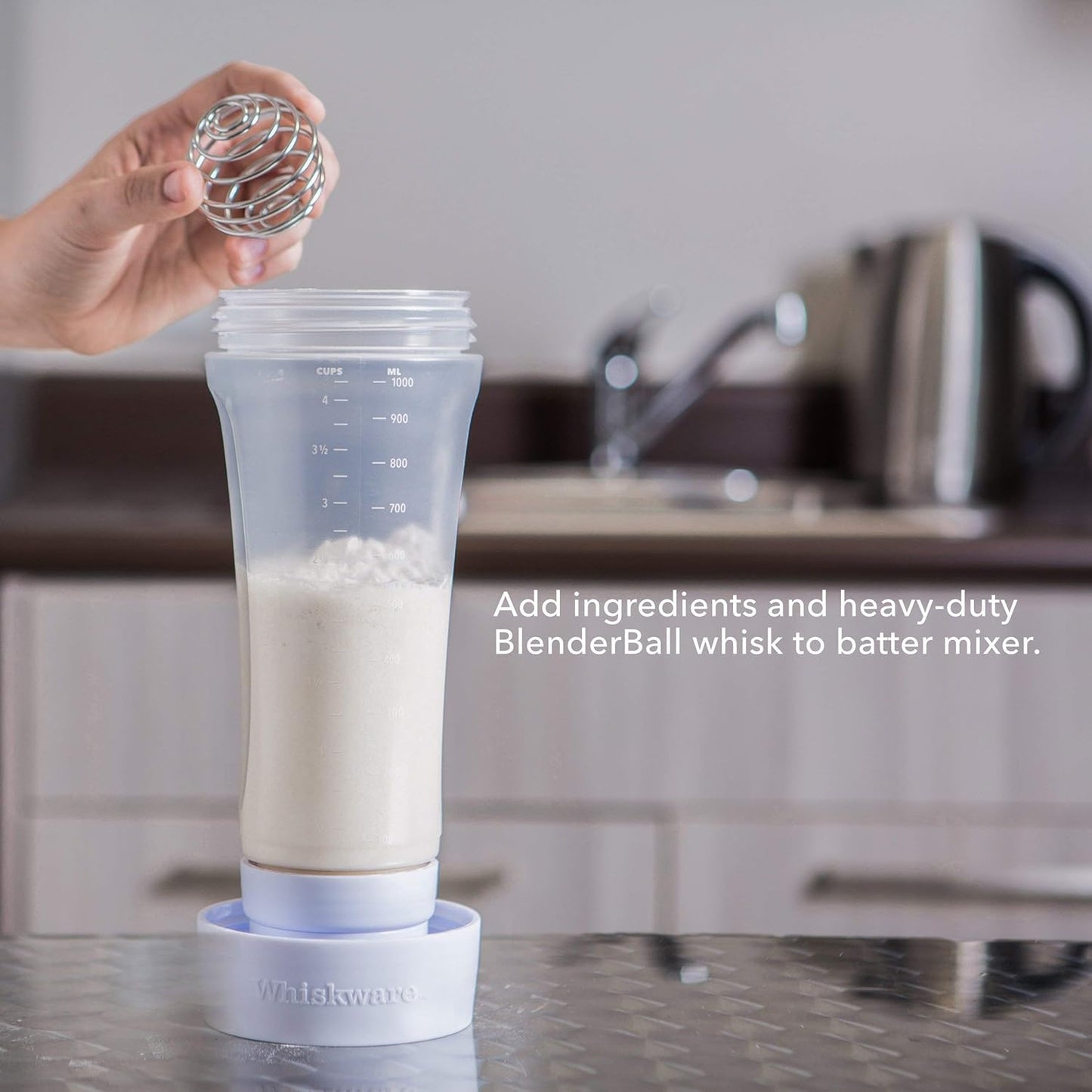 Whiskware Pancake Art Kit with Batter Mixer, Art Bottle, BlenderBall Wire Whisk and 2 Pancake Shapers