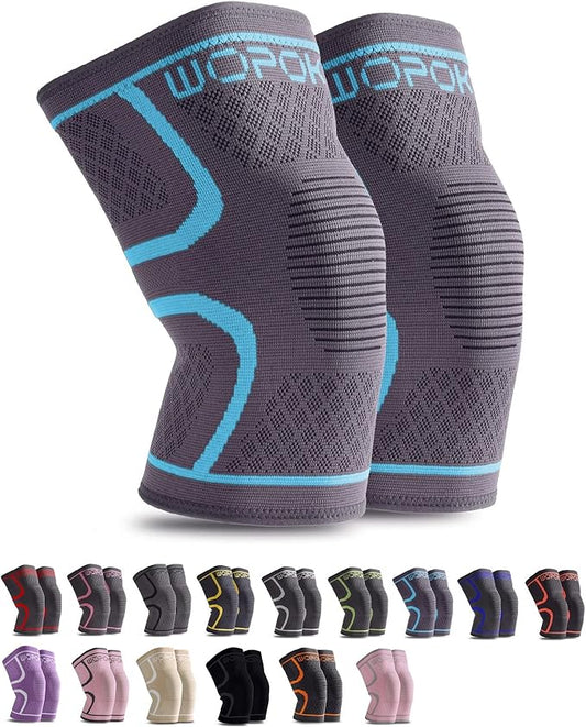 Knee Brace Sleeves for Weightlifting Working out, Knee Pain Relief for Meniscus Tear Arthritis ACL MCL (2 Pack)