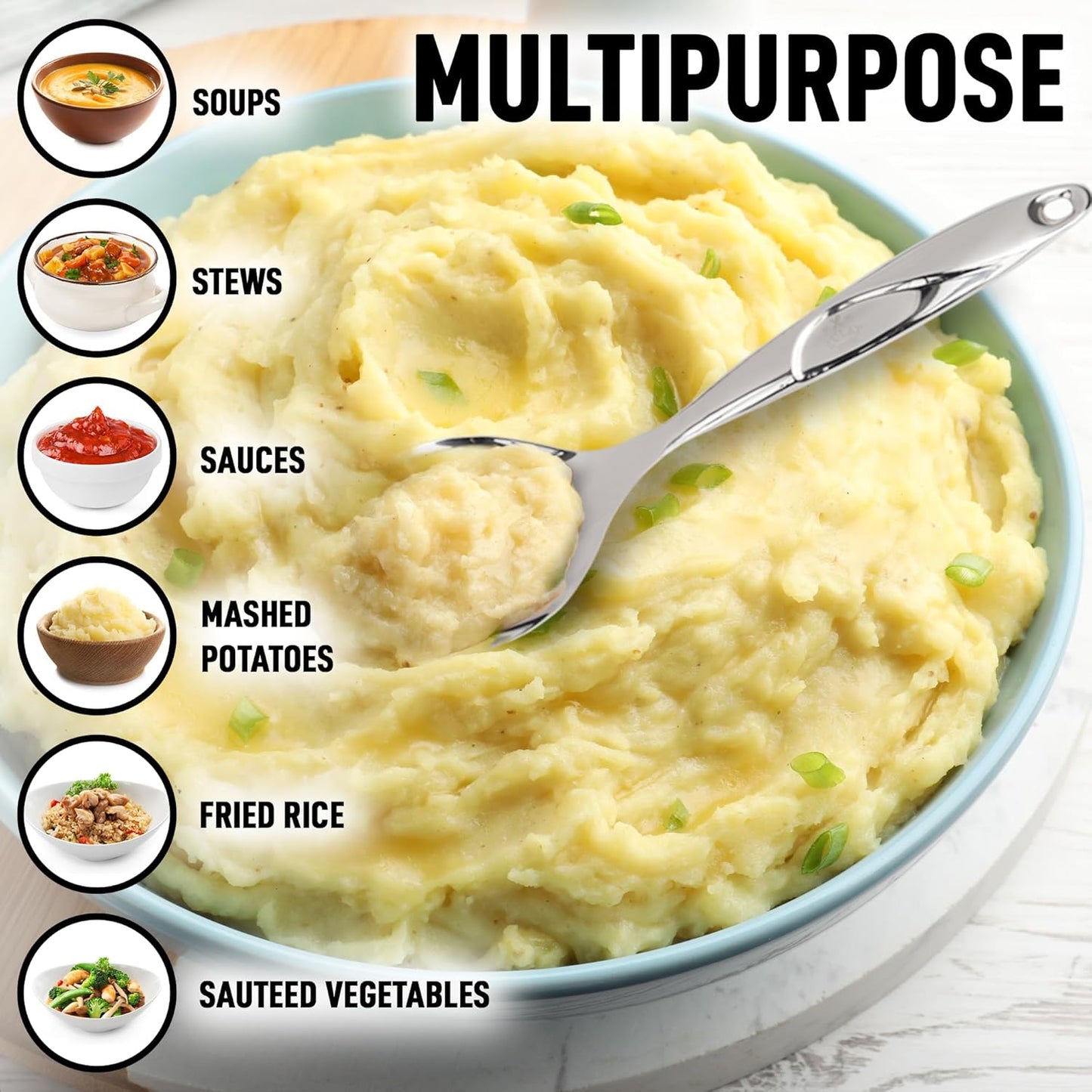 Zulay Kitchen Stainless Steel Serving Spoon - Large Cooking Spoon - Durable Premium Stainless Steel with Comfortable, Ergonomic Handle - Easy to Clean - Perfect for At Home Cooking & Buffets - 11.5”