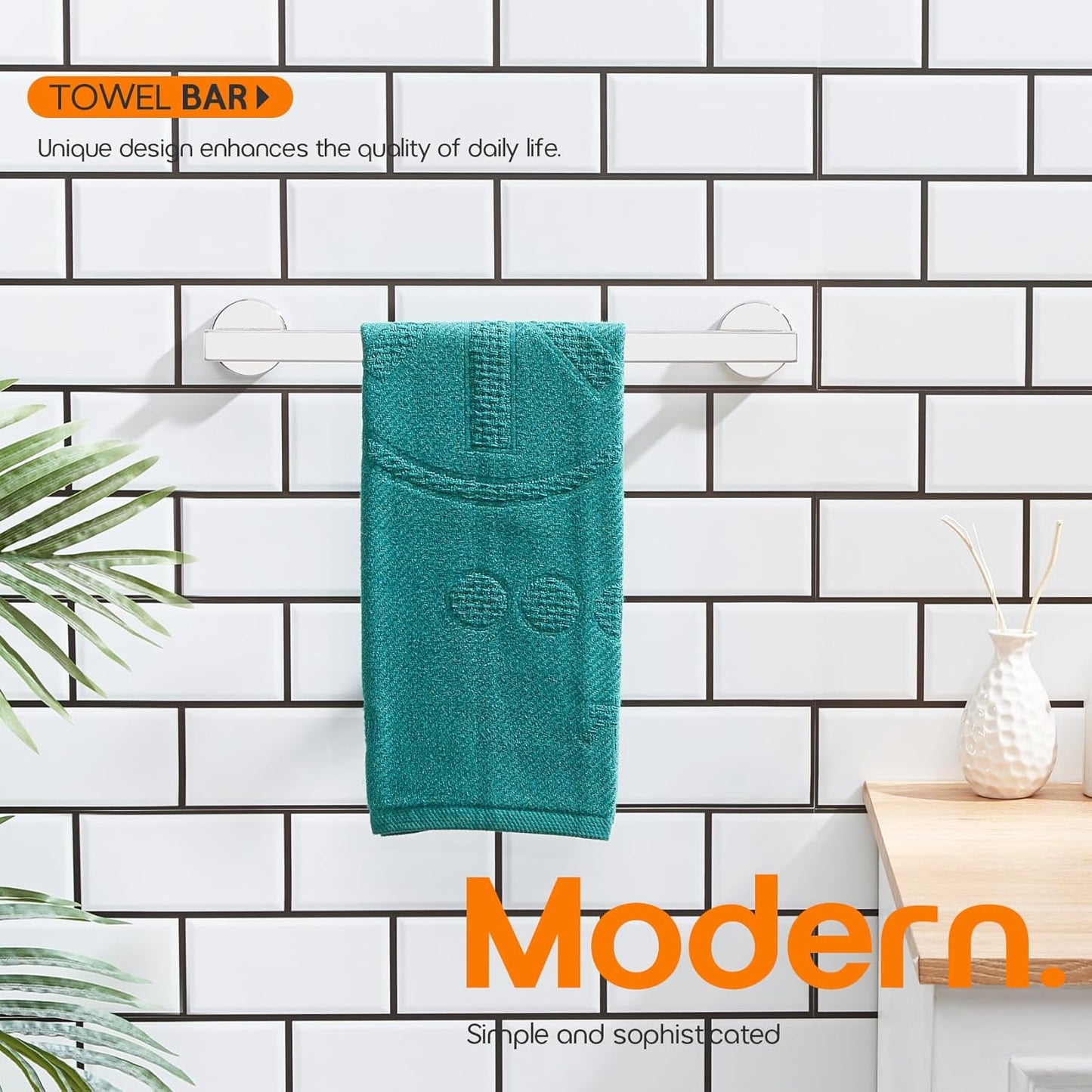 16 Inch Bathroom Towel Bar Bath Towel Rack Kitchen Towel Holder Towel Hanger Wall Mounted SUS304 Stainless Steel Polished Chrome AN4001CH-L16