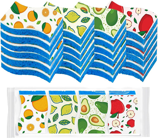 AIDEA Sponges Kitchen, Non-Scratch Scrub Sponge-24Count, Sponges for Non-Stick Cookware, Cellulose Sponge for Dishes, Cleans Fast Without Scratching, Cleaning Power for Kitchen, Bathroom, Household