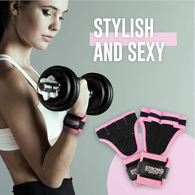 Strong Women's Wrist Wrap Gloves - Wrist Support Grips for Workout, Weight Training, Pilates, Yoga & More