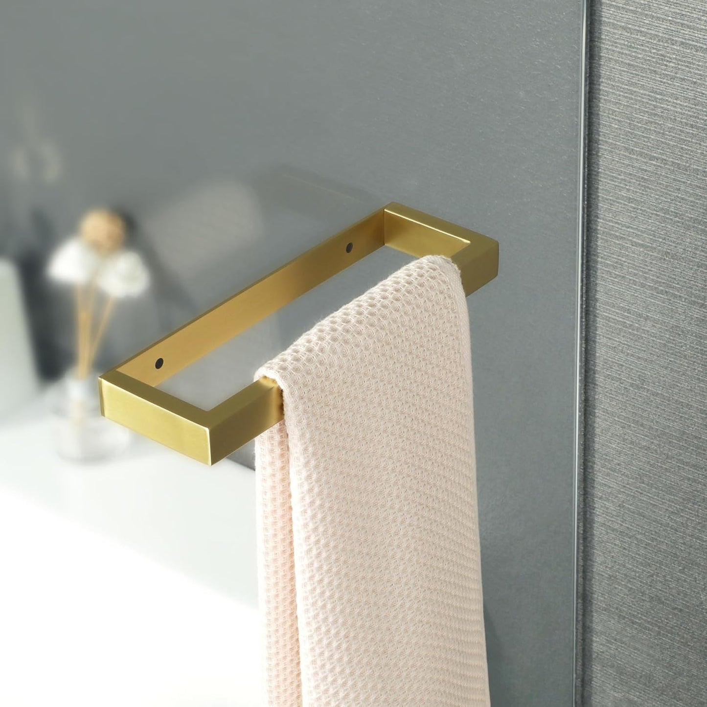 Alise Bath Towel Bar,Wall Mount Towel Holder Towel Rack Towel Hanger for Bathroom Lavatory,8 Inch SUS304 Stainless Steel Towel Rail,Brushed Gold,GJF020-G