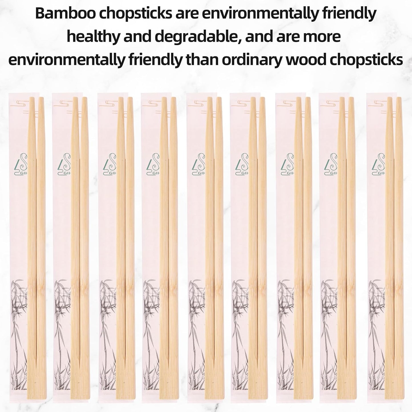 Disposable Bamboo chopsticks (50PAIRS) Sturdy Smooth,Individually Wrapped Wooden Chopsticks Best for Korean Japanese Sushi & Asian Dishes,chopsticks surface smooth without debris.