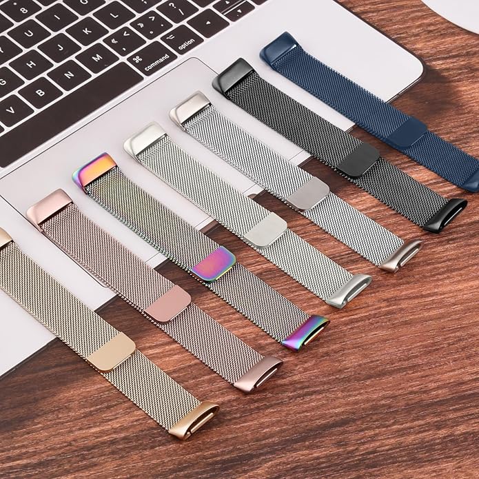 Meliya for Fitbit Charge 6 Bands Women Men, Stainless Steel Metal Mesh Loop Adjustable Magnetic Wristband Replacement Straps Compatible with Fitbit Charge 6 Fitness Tracker