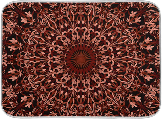 Super Absorbent Dish Drying Mat, Microfiber Fast-Drying Dish Mat, 16" x 18", Kitchen Dish Drying Pad, Mandala Maroon Boho