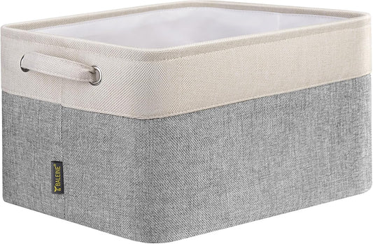 BALEINE 1 Pack Fabric Storage Bins for Shelves, Linen Storage Baskets for Organizing, Decorative Closet Bins for Clothes, Home (Grey, 15''x11''x9.5'')