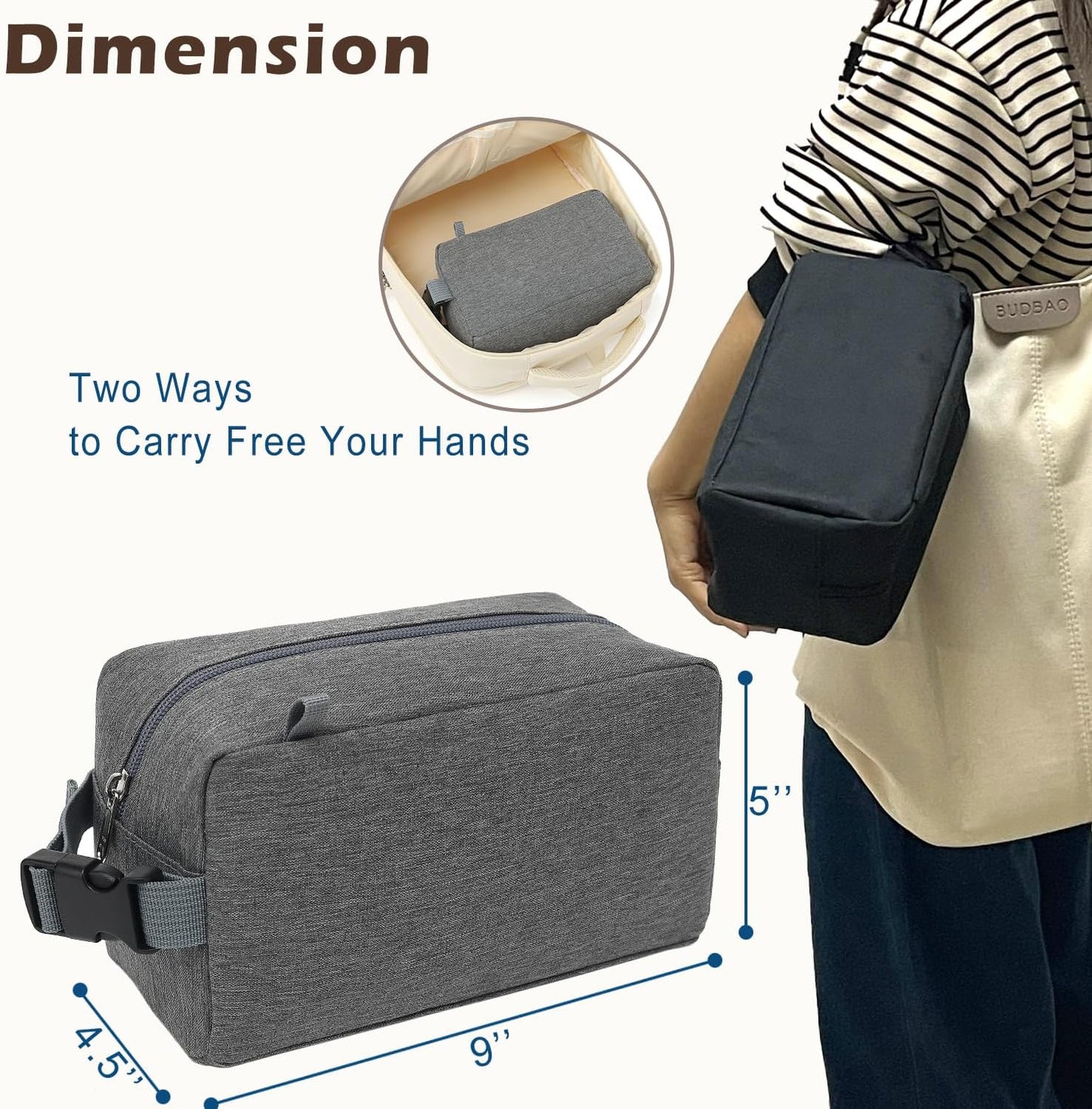 FlowFly Small Insulated Lunch box Portable Soft Bag Mini Cooler Thermal Meal Tote Kit with Buckle for Work, GreyWithBuckle