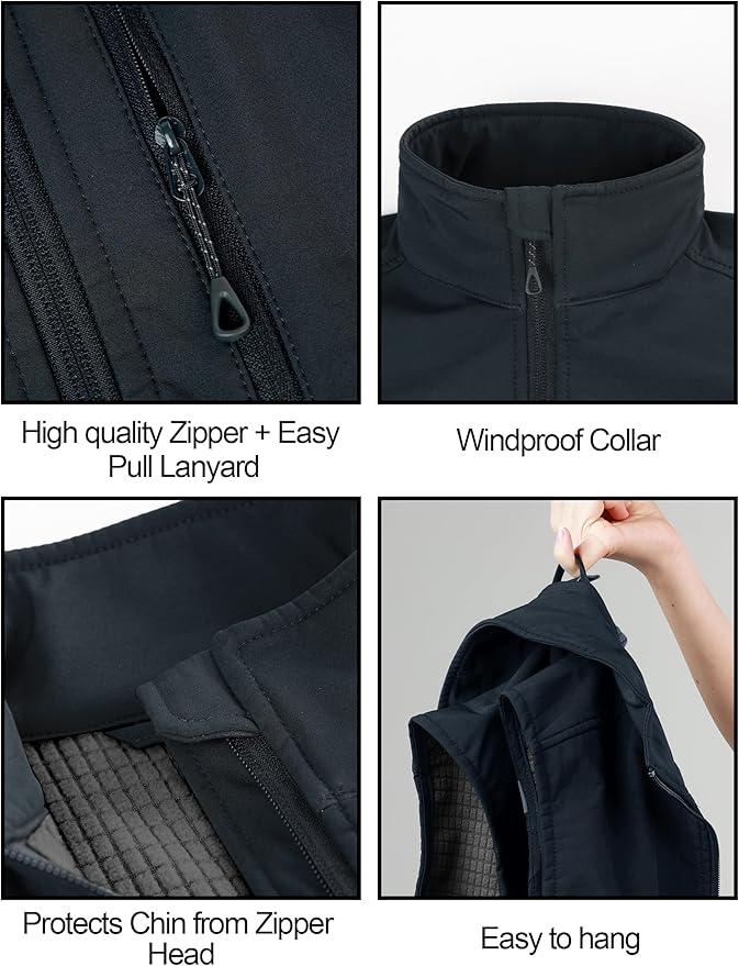 KUTOOK Men’s Softshell Sleeveless Jacket Winter Warm Fleece Outerwear Vests for Cycling Golf Hiking