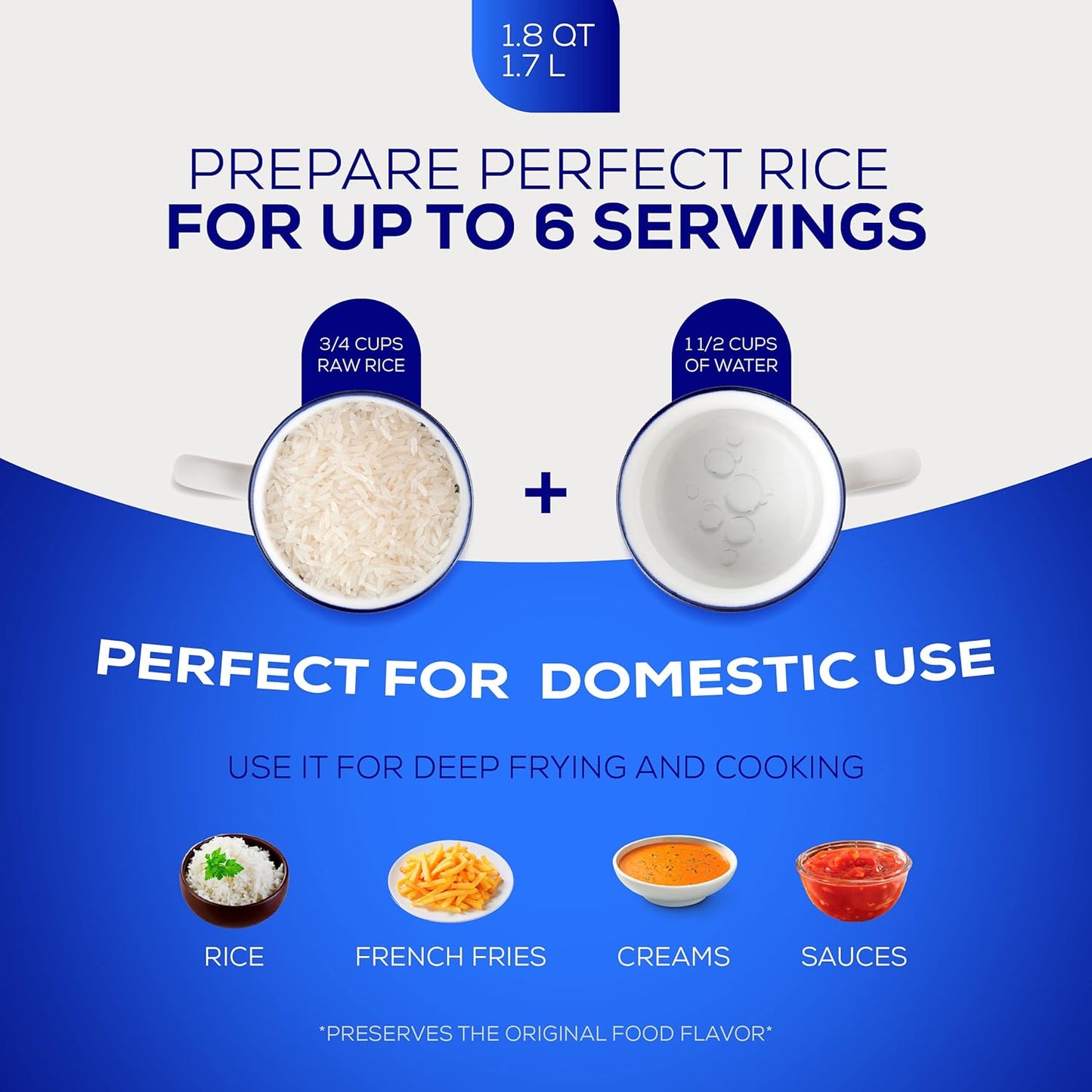 Universal (Extra Small) Caldero 6 Cups - 1.8 QT / 1.7 L, Stainless Aluminum Pot, Even Heat Distribution and Fast Cooking Dutch Oven Pot, Ergonomic Handles, Ideal for Rice, French Fries, and More