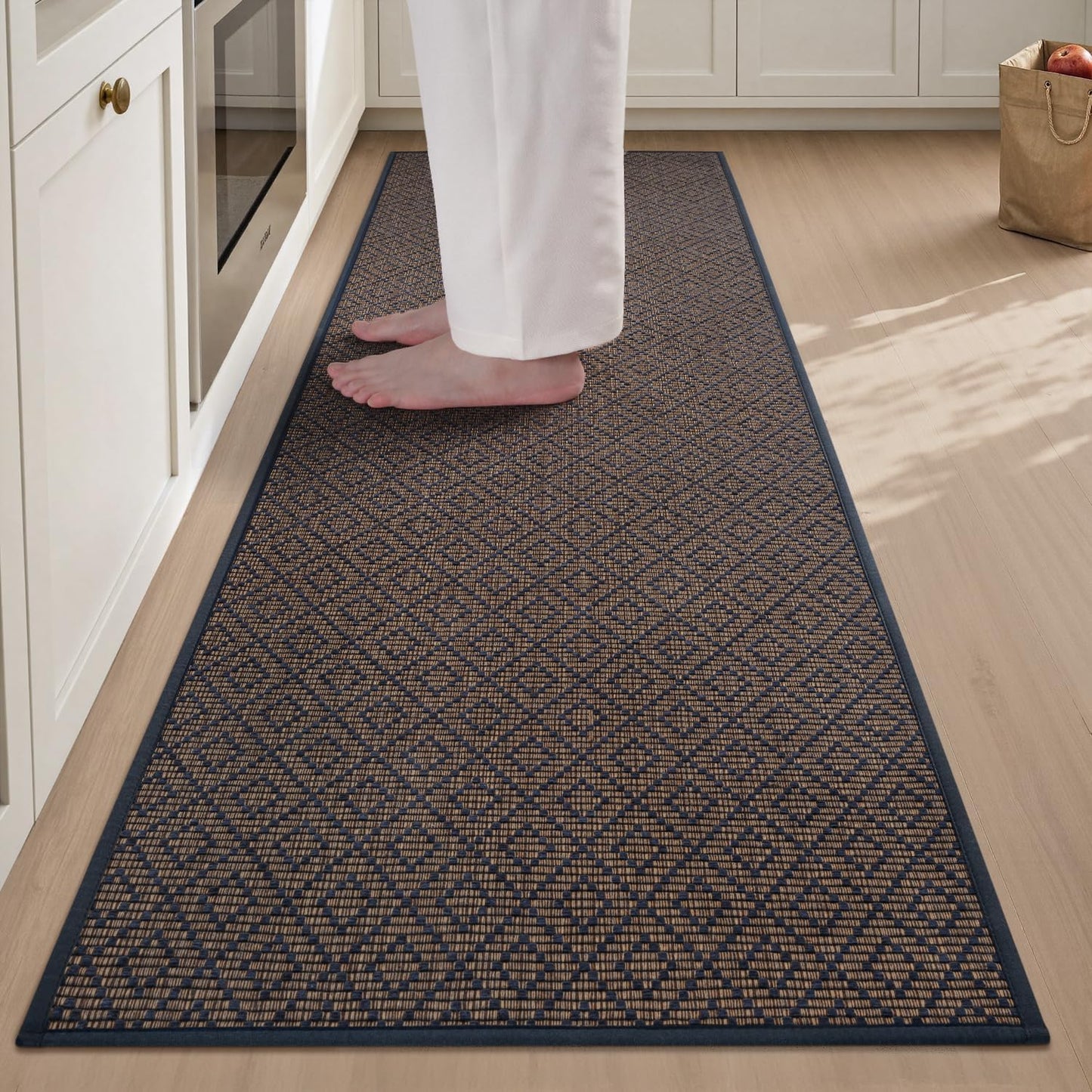 PADOOR Kitchen Runner, Rubber Backed Kitchen Runner Rugs Non Skid Washable, Super Absorbent Kitchen Mats for Floor Front of Sink, 20"x47" Blue