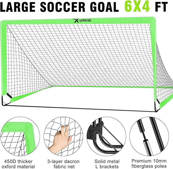 Kids Soccer Goals for Backyard Set of 2 6x4 ft