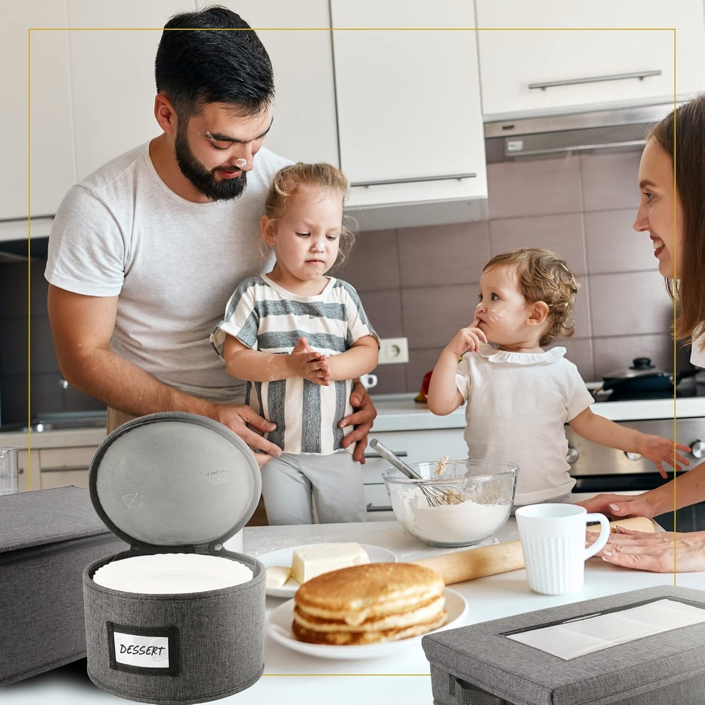 Homelux Theory Silverware Organizer with Lid, Hard Shell China Storage Containers for Flatware Storage, Heavy Duty Silverware Storage Box for Packing Serving Utensils with 5 Dividers and Thick Surface