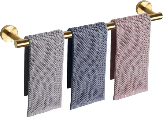 NearMoon Bath Towel Bar, Bath Accessories Thicken Stainless Steel Shower Towel Rack for Bathroom, Towel Holder Wall Mounted (1 Pack, Brushed Gold, 33 Inch)