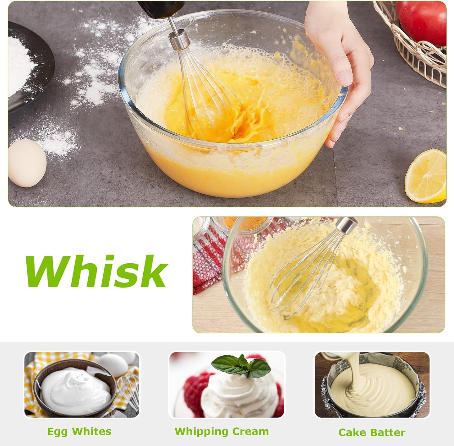 Bonsenkitchen 4-in-1 Immersion Blender Handheld, 20 Speeds Hand Blender with Turbo Mode, Stainless Steel Blade, Egg Whisk, Beaker & Chopper Bowl, Stick Mixer for Soup, Smoothie, Puree, Baby Food