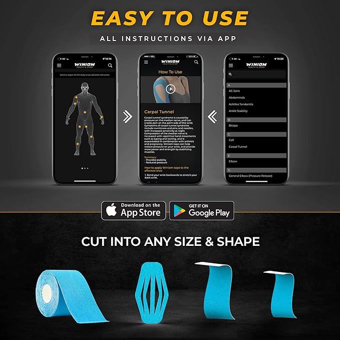 Kinesiology Tape-Incredible Support for Athletic Sports and Recovery + Free Taping Guide-Uncut 2 inch 50 feet Roll (Electric Blue + Free Taping Guide, Pack of 1)