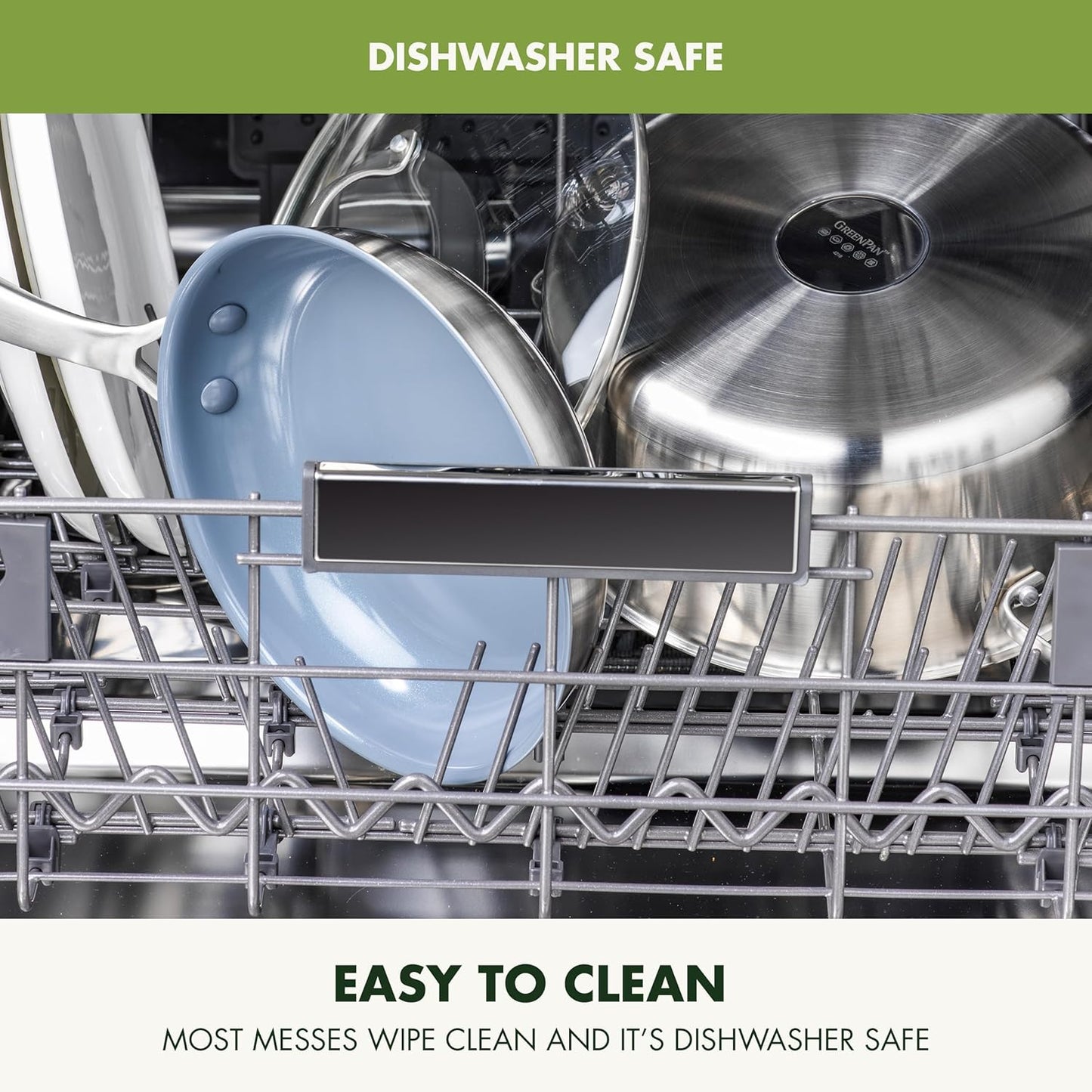 GreenPan Treviso Stainless Steel Healthy Ceramic Nonstick, 12" Frying Pan Skillet with Lid, PFAS-Free,Clad, Induction, Dishwasher Safe, Silver