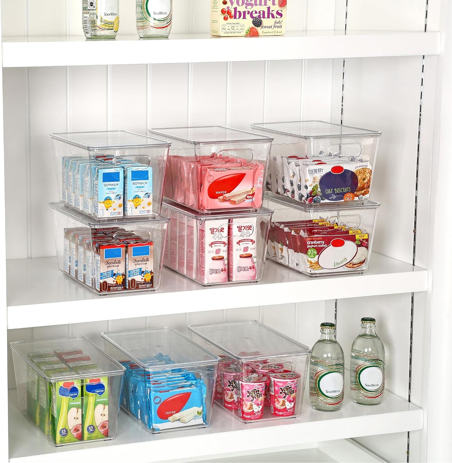 Vtopmart 1 Pack Clear Stackable Storage Bin with Lid, Medium Plastic Container with Handle for Pantry Organizer and Storage,Perfect for Kitchen,Fridge,Cabinet, Closet,Bathroom Organization