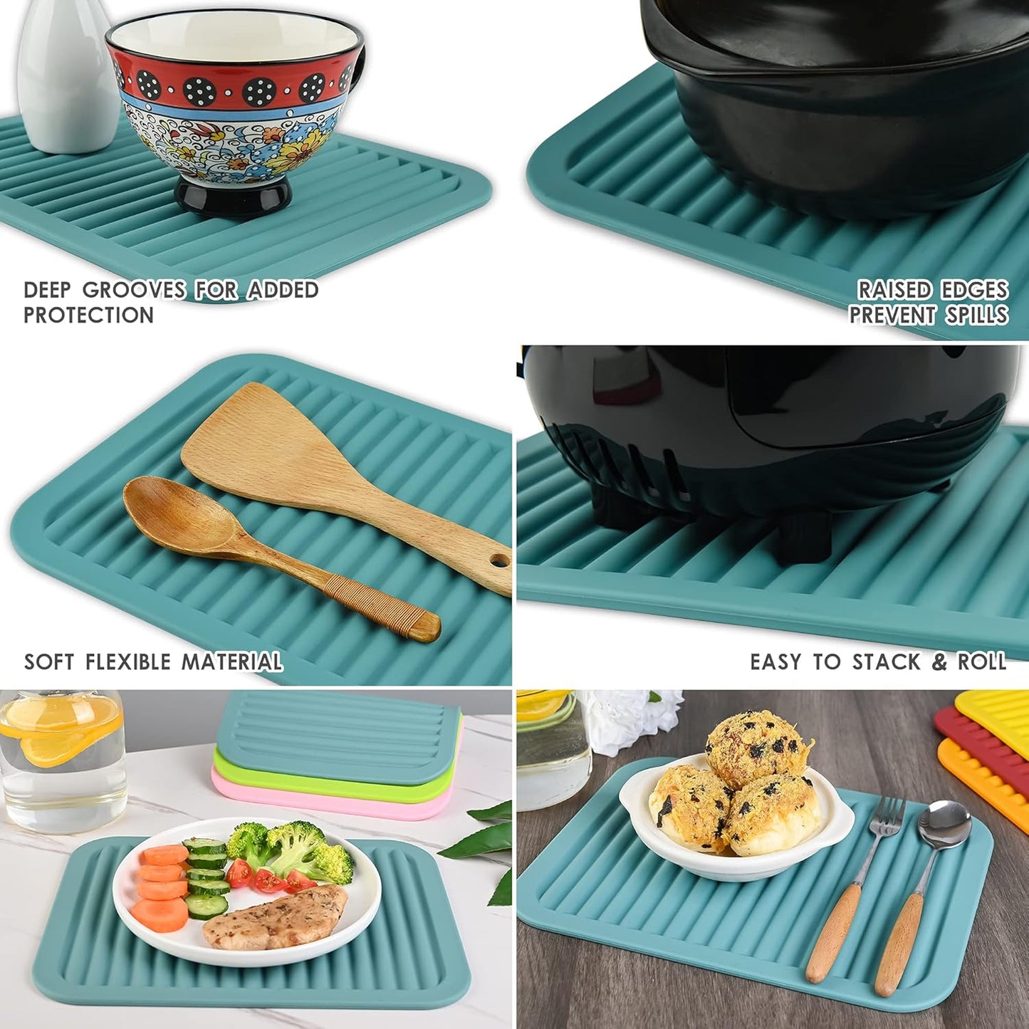 Smithcraft Silicone Trivets Mats for Hot Dishes and Hot Pots, Hot Pads for Countertops, Tables, Pot Holders, Spoon Rest Small Drying Mats Set of 2 Many Colors for Your Choose (Beige)