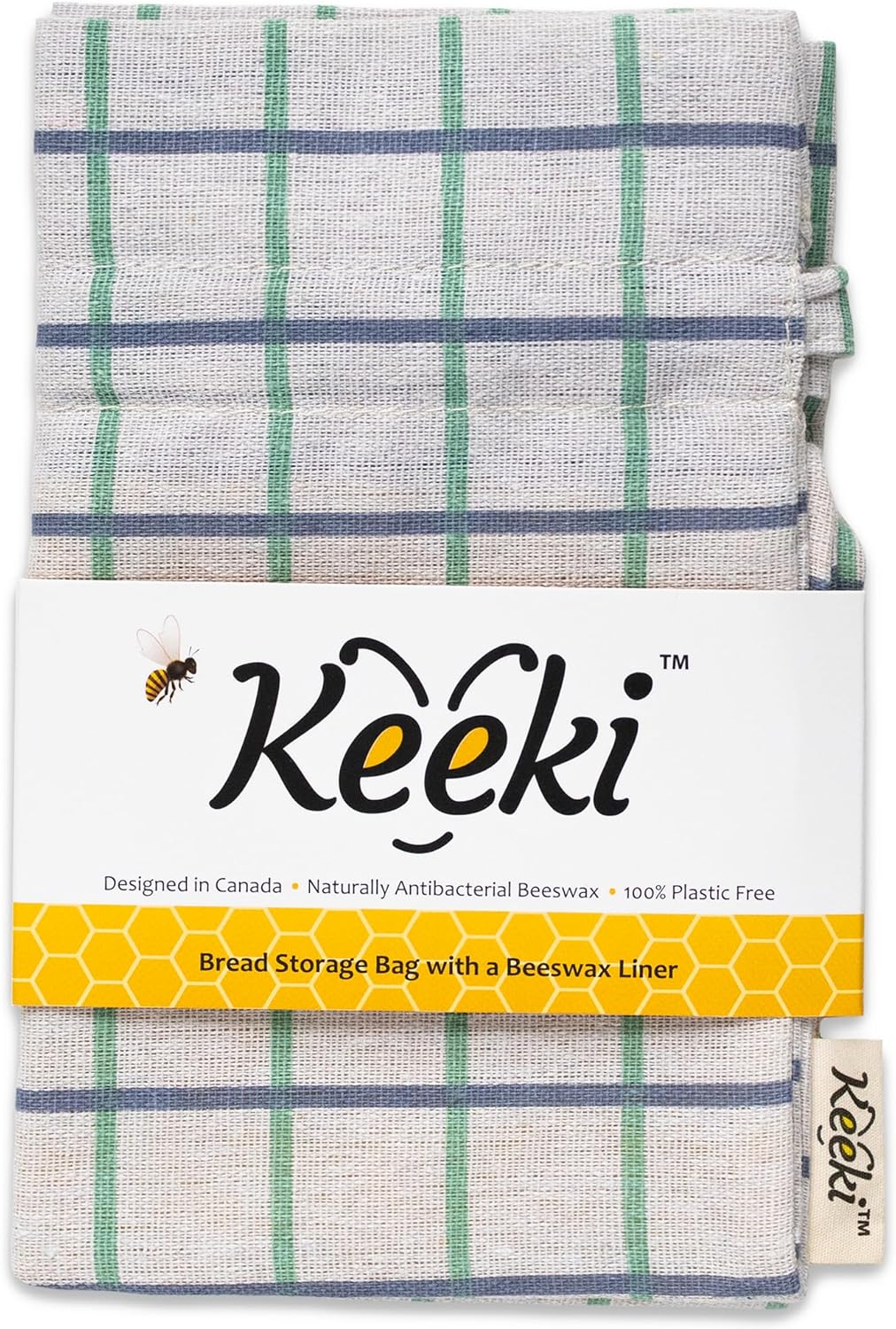 Keeki Bag - The Original Beeswax Lined Bread Bag for Homemade & Sourdough | Reusable Linen Bread Storage | Beeswax Wrap Alternative | Plastic-Free Storage w/Wide Opening & Drawstring Closure - Blue