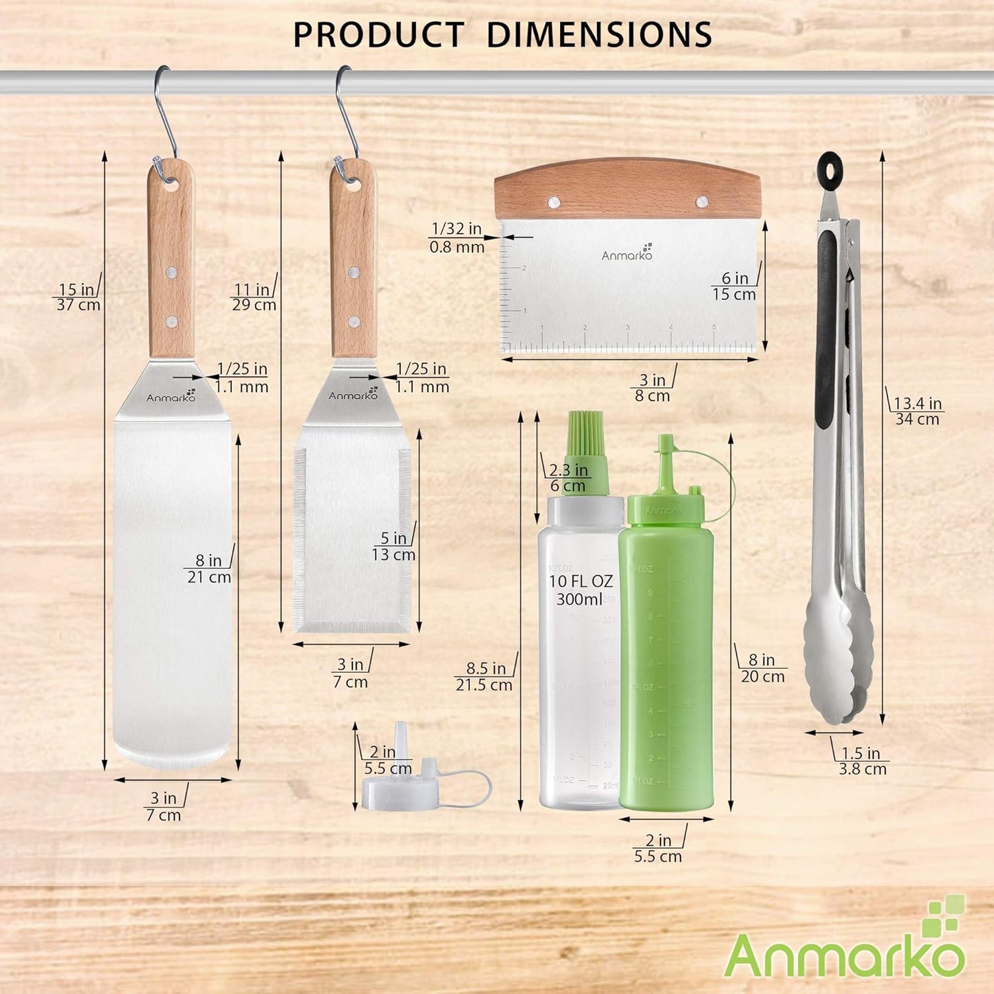 Metal Spatula Set Stainless Steel and Scraper - Professional Chef Griddle Spatulas Set of 6 - Heavy Duty Accessories Great for Cast Iron BBQ Flat Top Grill Skillet Pan