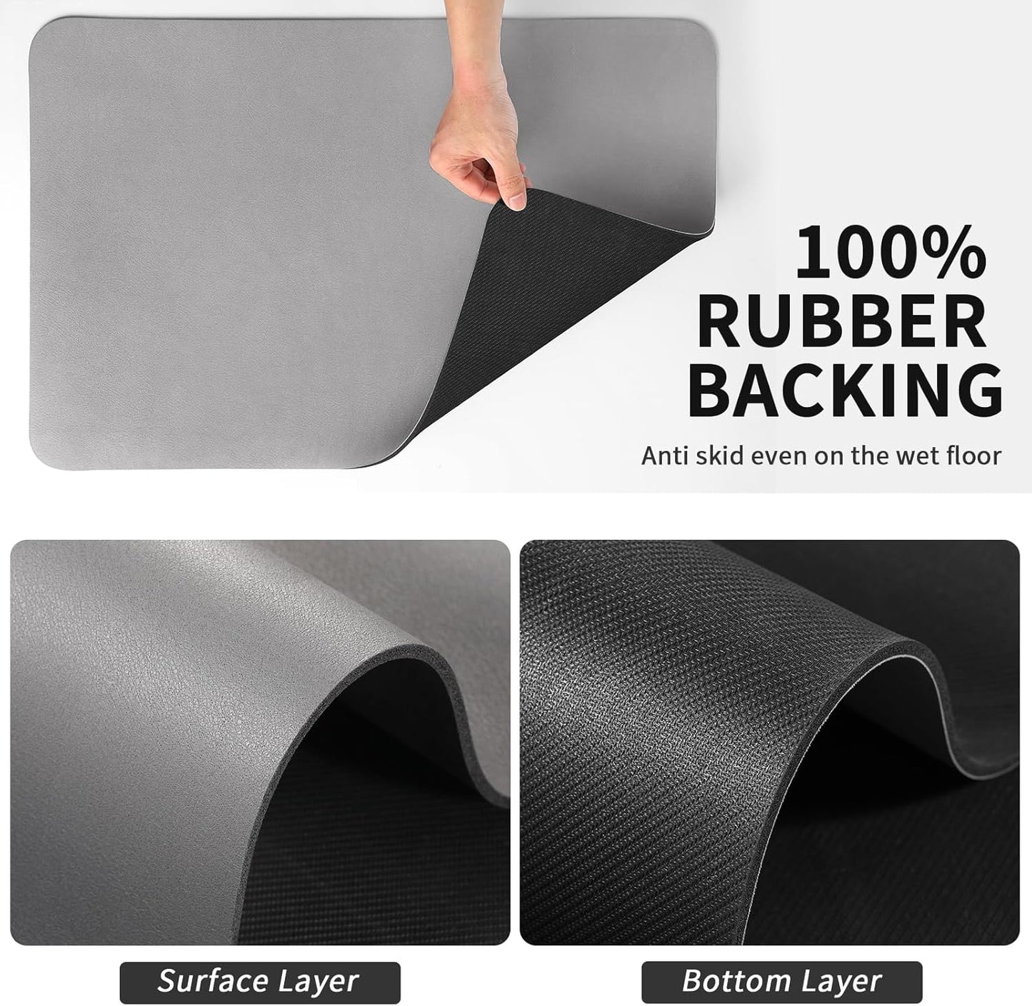 Coffee Mat - Absorbent Hide Stain Rubber Backed Dish Drying Mat for Kitchen Counter - Bar Mats for Countertops Accessories Fit Under Coffee Maker Espresso Machine