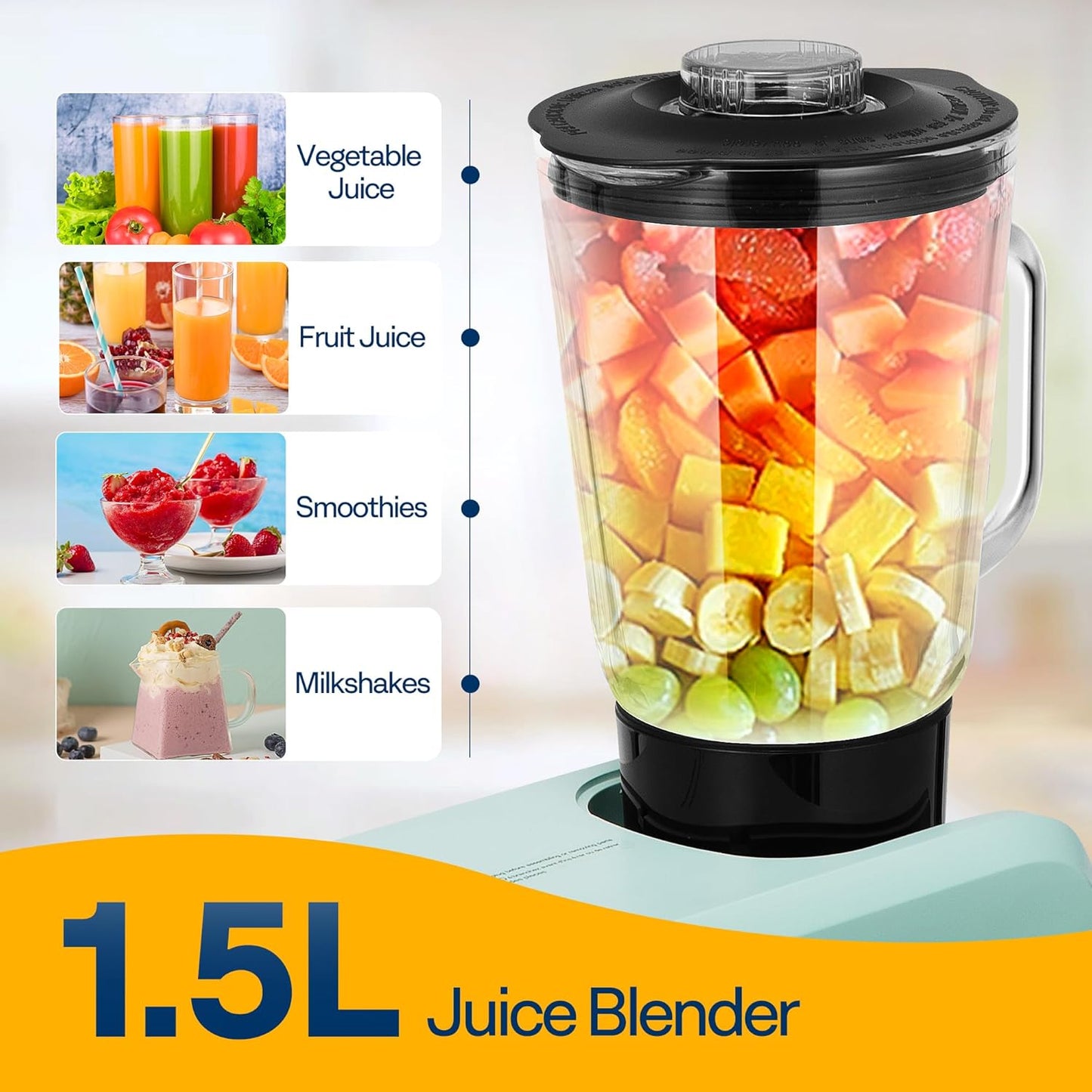 VIVOHOME 6 in 1 Multifunctional Stand Mixer with 8.5 Quart Stainless Steel Bowl, 660W 10 Speed Tilt-Head Meat Grinder, Juice Blender, Vegetable Slicer, Pasta and Cookie Maker, Blue