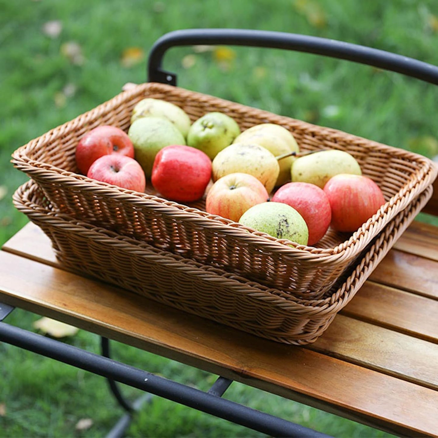 14 "bread basket, fruit basket, imitation wicker hand-woven basket, used as fruit and vegetable, farmer's market display, family restaurant and bakery (2)