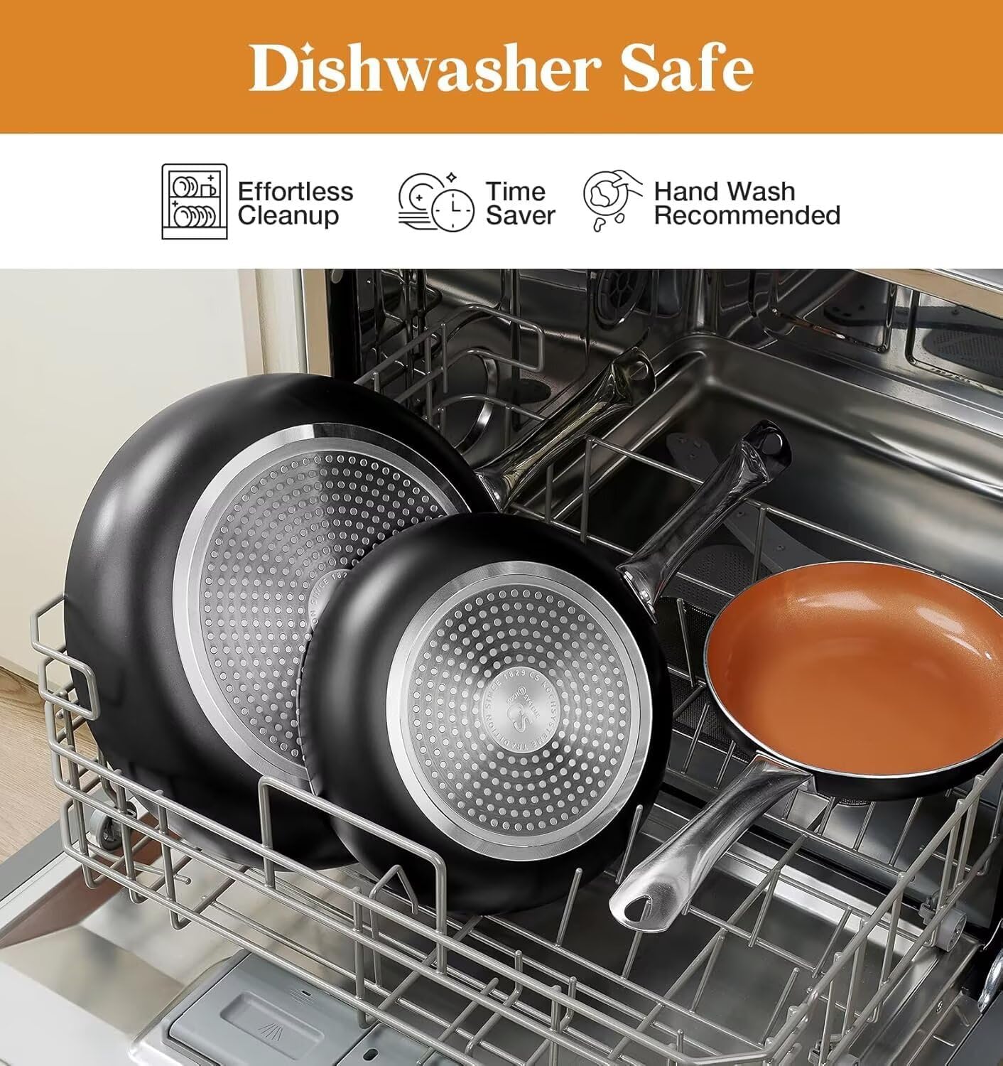 KOCH SYSTEME CS Little Skillet with Lid - 8" Copper Nonstick Frying Pan for Oven & Stove, Small Skillet with Ceramic Coating, Aluminum Nonstick Pan, 100% PFOA Free, All Stove Tops Compatible