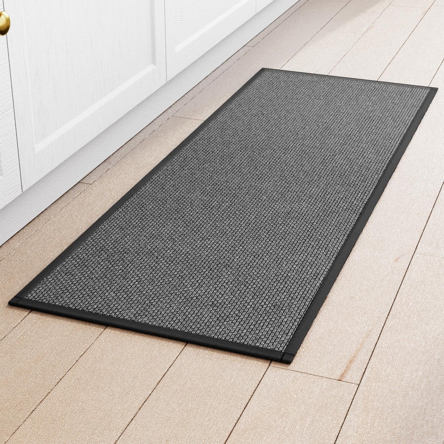 Kitchen Mat 1 PCS, Cushioned Non Slip Rugs for Kitchen Floor, Absorbent Runner Comfort Standing Mats Washable for Kitchen, Office, Home (Black, 17.3"x60")