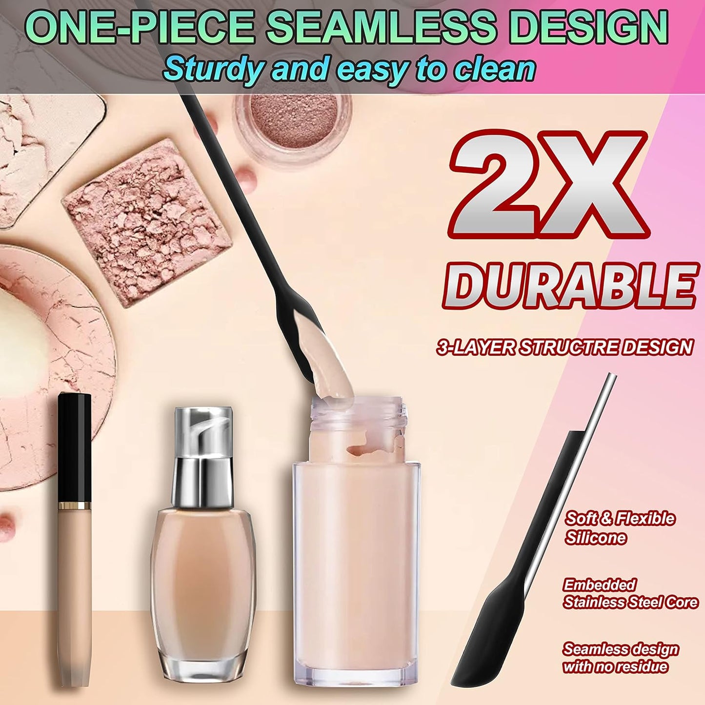 Anaeat Mini Silicone Spatulas - Set of 4 Multifunctional Small Kitchen Scraper Lotion Stirrer Tiny Makeup Beauty Spatula Reusable for Jam Jar, Cosmetic Bottles, Narrow Can and Thin Bottles (Black)