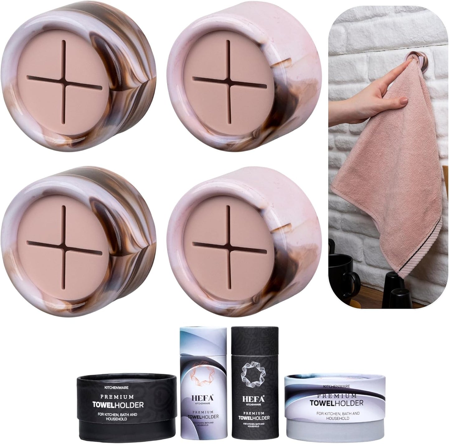 HEFA Towel Holder, Towel Hooks, Dish Towel Holder, Kitchen Organization, Bathroom Accesories, Kitchen Towel Hook, Kitchen Towel Holder, Christmas Gift, Kitchen Gadgets 4 Pack