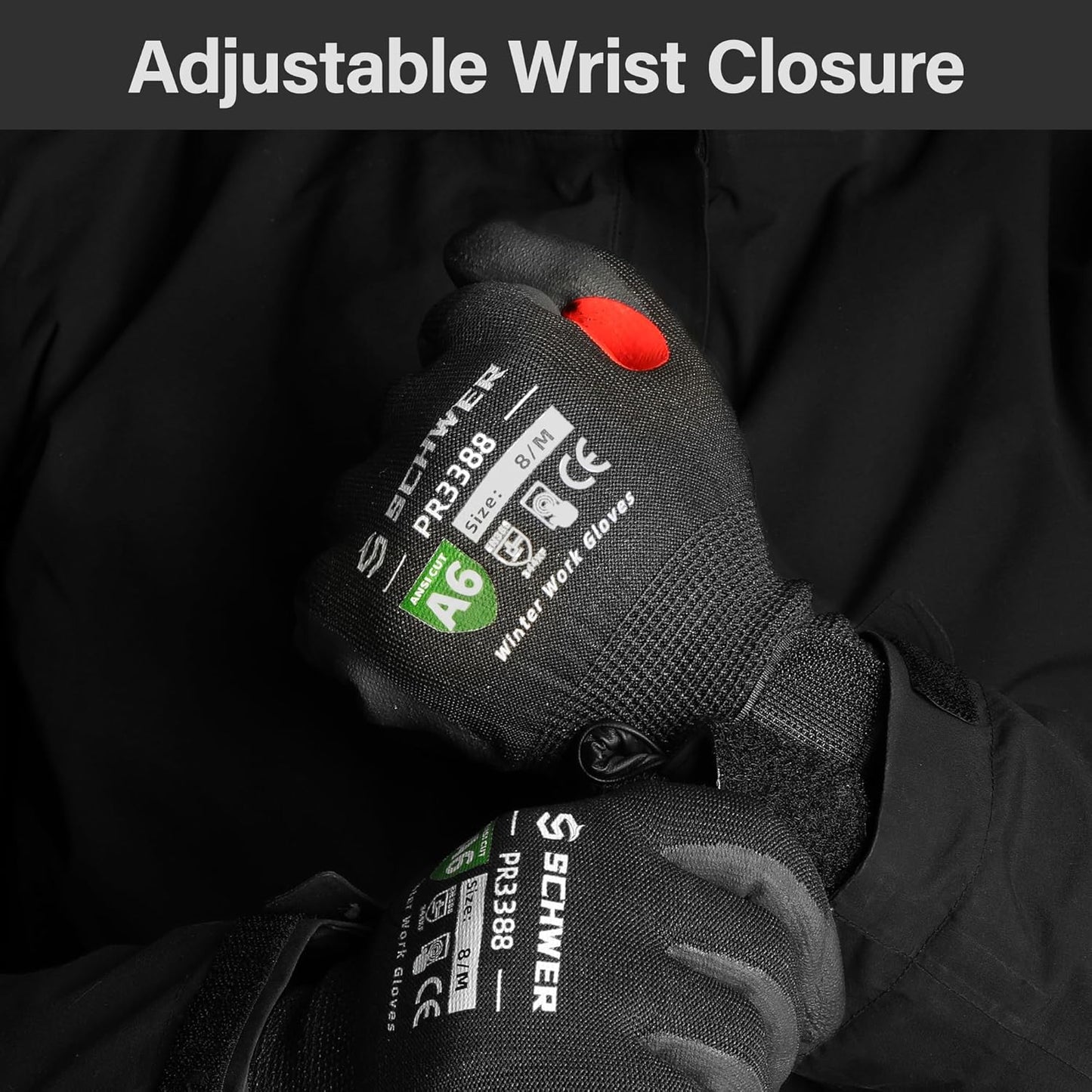 FreezeGuard Winter Work Gloves for Men and Women, ANSI A6 Cut Resistant Gloves With Super Grip, Freezer Glove for Work Below Zero, Touchscreen, Thermal Insulated, PR3388, Black Knight (S, 1 Pair)