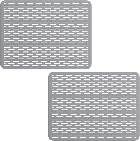 Bligli Mesh Sink Mat, 15.7 x 11.8inch Sink Prtector Mats for Kitchen Sinks, PVC Eco-Friendly Sink Protectors for Bottom of Sink, Fast Draining, Easy Cleaning, Gray