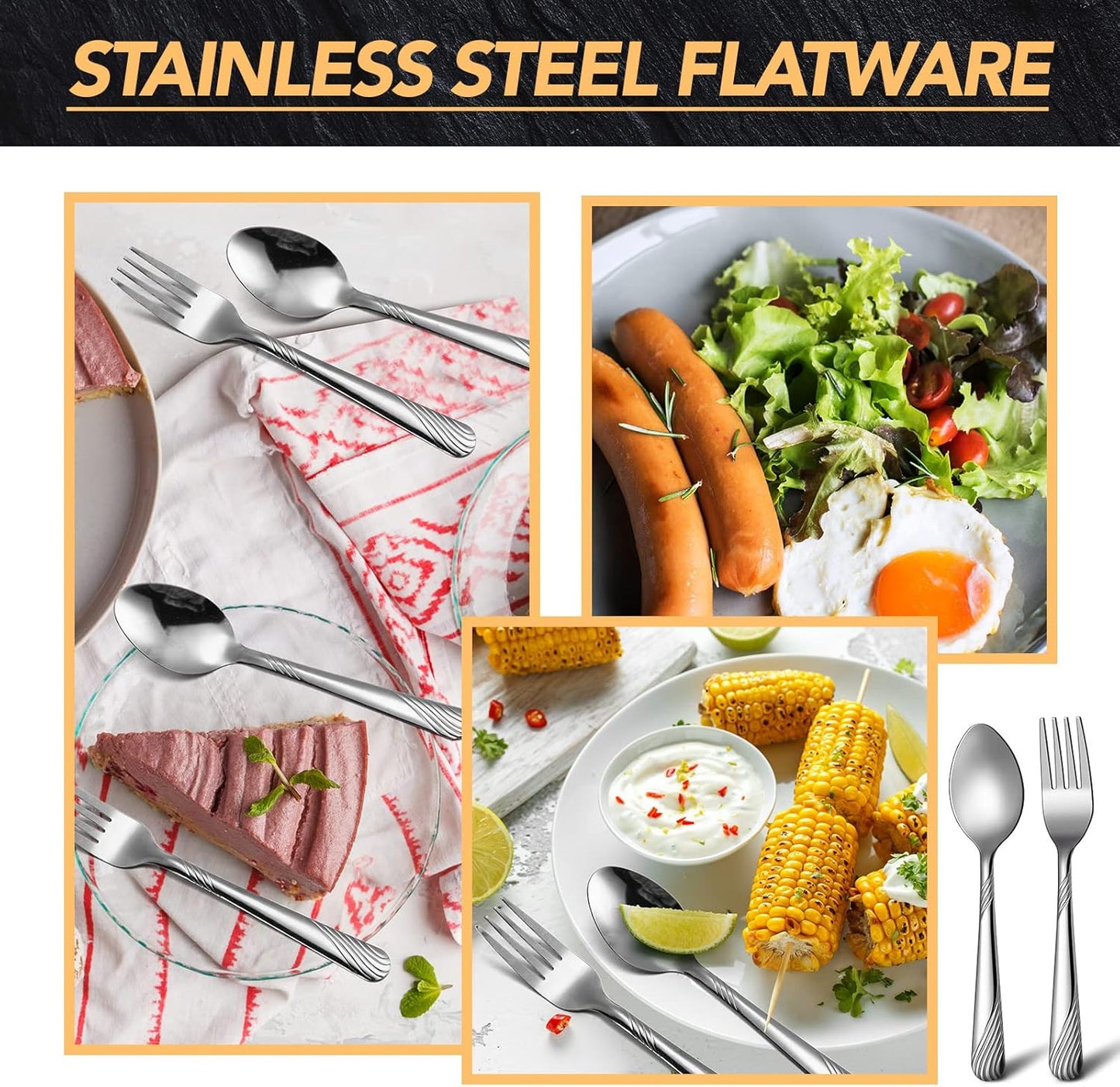 200 Pcs Dinner Forks and Spoons Silverware Set Heavy Duty Stainless Steel Flatware Cutlery Metal Included 100 6.7 Inch Forks and 100 6.7 Inch Spoons, Mirror Polished, Dishwasher Safe