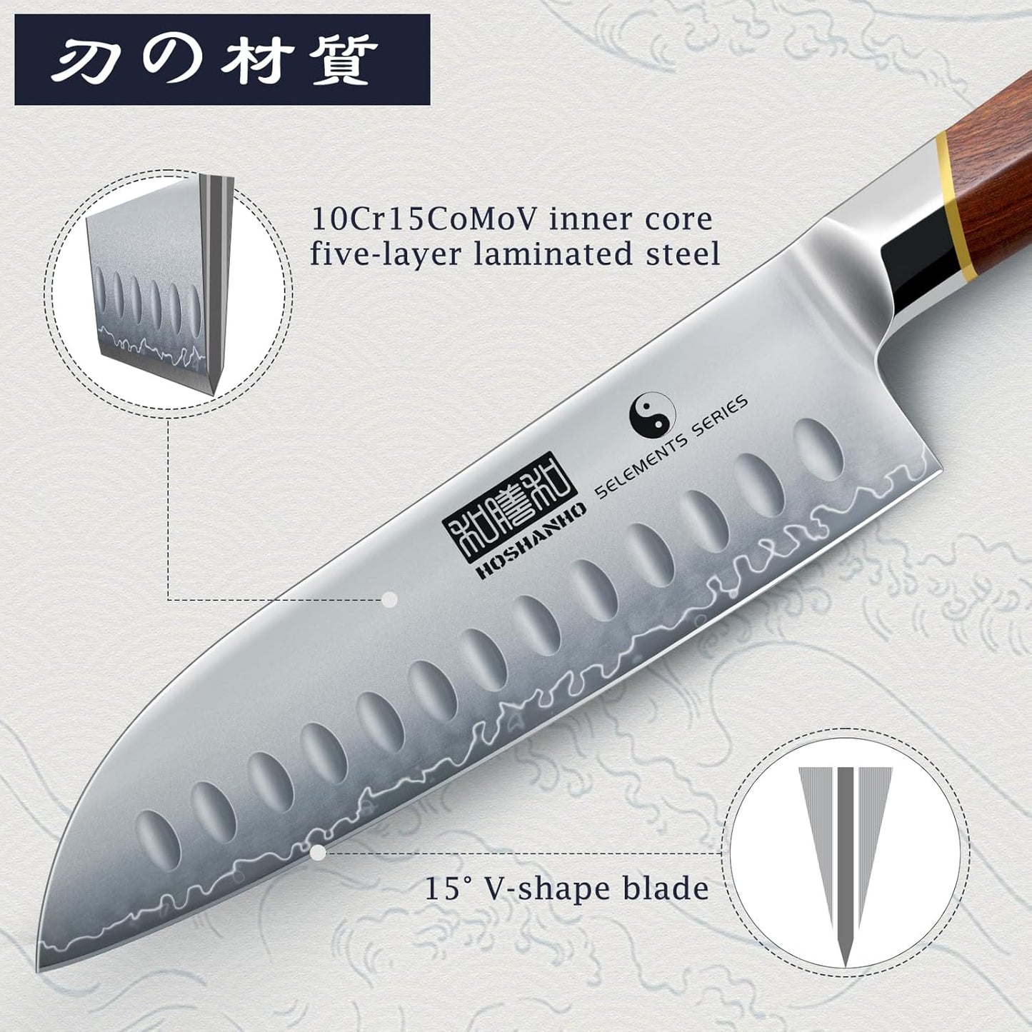 7 Inch Santoku Knife，Professional Japanese High Carbon Super Steel Chef Knife, Razor Sharp Kitchen Knife with Ergonomic Red Sandal Wooden Handle - Gift Box