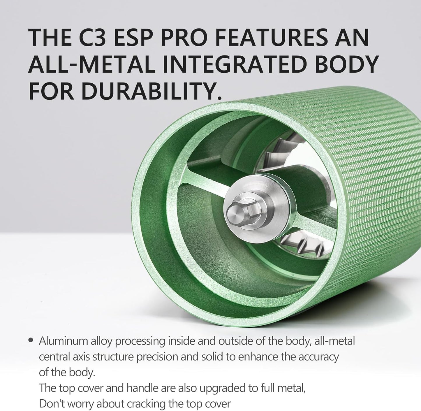 TIMEMORE Chestnut C3 ESP Pro Manual Coffee Grinder, Stainless Steel S2C Conical Burr Hand Coffee Grinder with Foldable Handle, Adjustable Grind Setting for Espresso to French Press - Green