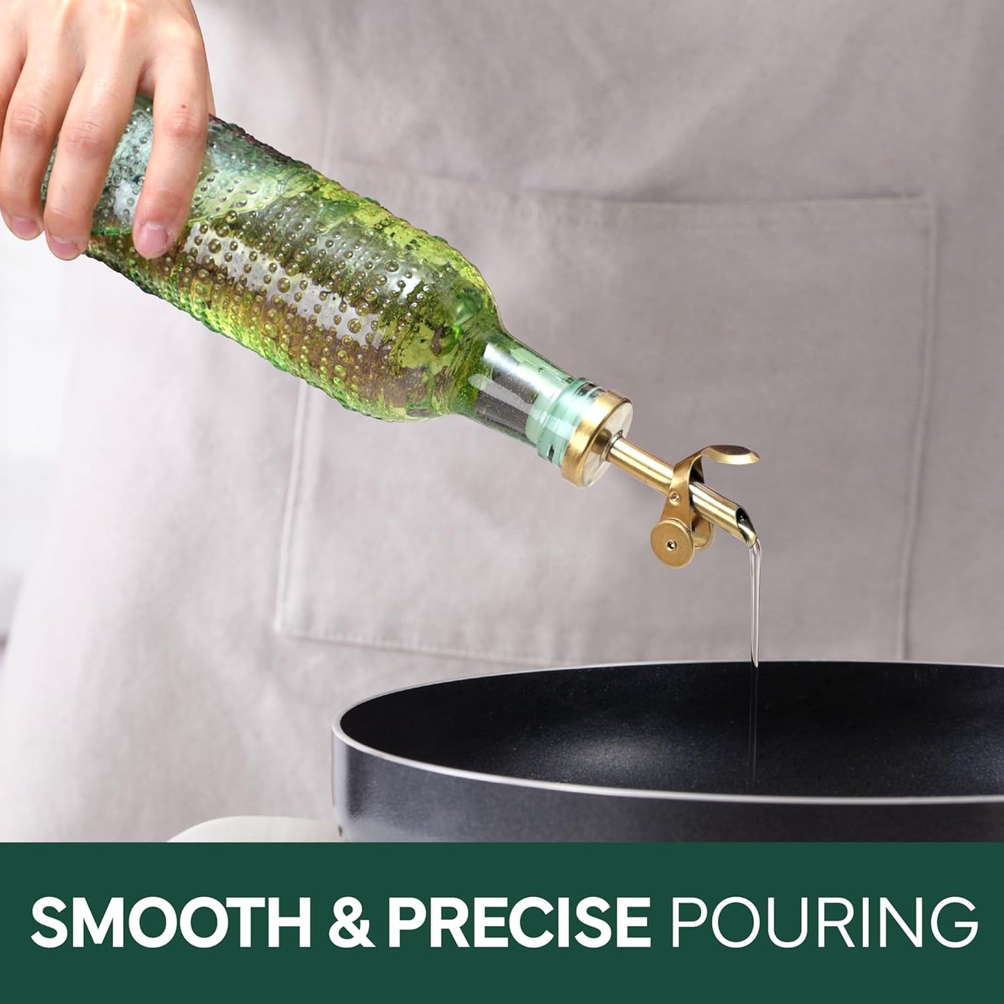 COOK WITH COLOR Glass Olive Oil Bottle Dispenser - 2 Pack- 17oz Oil and Vinegar Cruet - Olive Oil Carafe Decanter for Kitchen