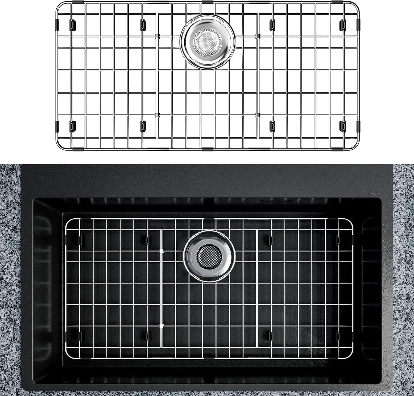 Sink Protectors for Kitchen Sink, Sink Grate Grid for Bottom of Sink, Metal Sink Rack, Bottom Basin Rack, Stainless Steel, 27.5" x 13.5"