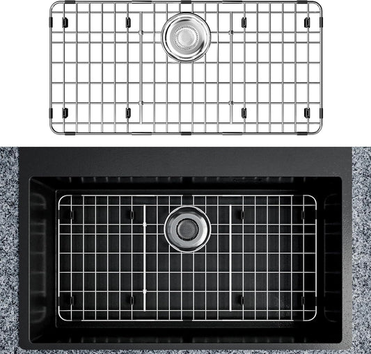 Sink Protectors for Kitchen Sink, Sink Grate Grid for Bottom of Sink, Metal Sink Rack, Bottom Basin Rack, Stainless Steel, 27.5" x 13.5"