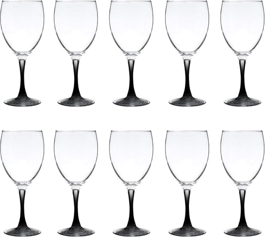 DISCOUNT PROMOS Nuance Wine Glasses by ARC 10.5 oz. Set of 10, Bulk Pack - Restaurant Glassware, Perfect for Red Wine, White Wine, Cocktails - Black