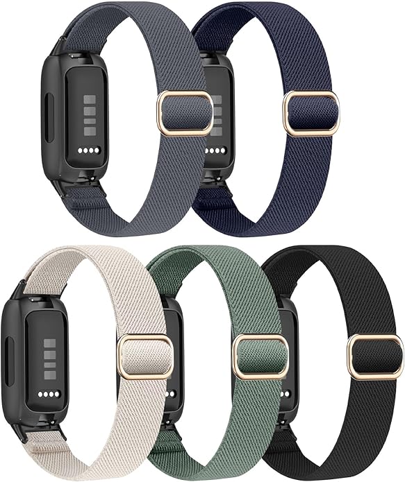 5 Pack Stretchy Nylon Compatible with Fitbit Inspire 3 Bands for Women Men, Elastic Adjustable Soft Sport Strap Replacement Wristband for Fitbit Inspire 3 Bands/Fitbit Inspire 2